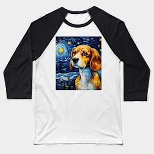 Beagle Dog Drawn in Starry Night Style Baseball T-Shirt